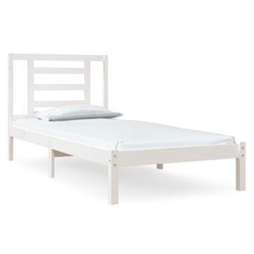 Vidaxl Posteljni okvir brez vzmetnice bel 90x190 cm trdna borovina