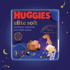 Huggies hlačke iz plenic Elite Soft Pants Over Night vel. 5, za ponoči, 17 kosov