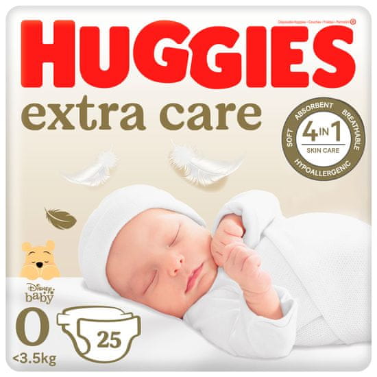 Huggies Extra Care Newborn plenice, velikost 0 - 25 kosov