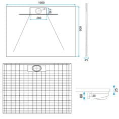 REA Tuš kad Bazalt long White 80x100
