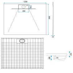 REA Tuš kad Bazalt Long White 90x120