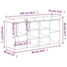 Vidaxl Klop za čevlje siva sonoma 102x32x50 cm inženirski les