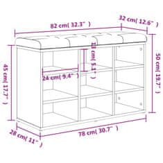 shumee Klop za čevlje dimljen hrast 82x32x50 cm inženirski les