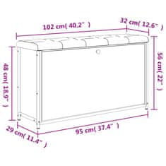 Vidaxl Klop za čevlje s preklopnim predalom dimljen hrast 102x32x56 cm