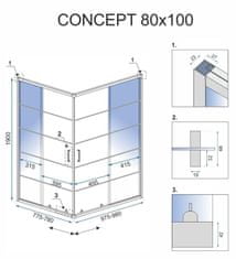 REA Concept Black 80x100 tuš kabina