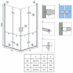 REA Tuš kabina Molier Chrome Double 90x90