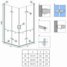 REA Tuš kabina Molier Chrome Double 80x90