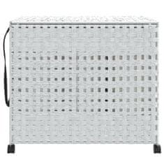 Vidaxl Košara za perilo s kolesi bela 66x35x60 cm ratan