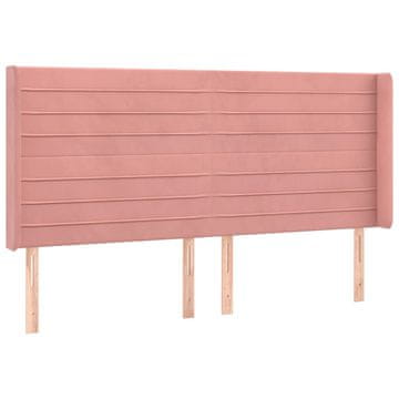 Vidaxl Vzglavje z ušesi roza 163x16x118/128 cm žamet