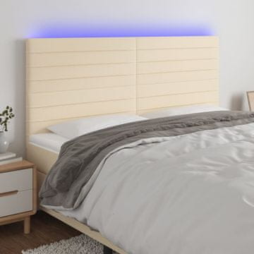 Vidaxl vidaXL Vzglavje postelje z LED zaslonom, kremno, 180x5x118/128 cm, blago