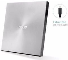 ASUS SDRW-08U9M-U zunanji disk, USB 2.0 in Type-C, srebrn