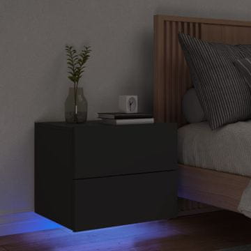 Vidaxl vidaXL Stenska nočna omarica z LED lučko, črna