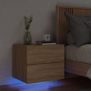 Vidaxl vidaXL Viseča nočna omarica z LED osvetlitvijo, hrast sonoma