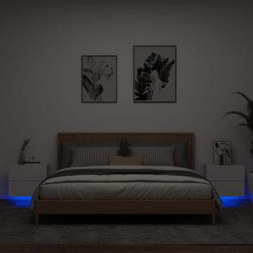 Vidaxl vidaXL Stenske nočne omarice z LED osvetlitvijo, komplet 2 kosov, bele