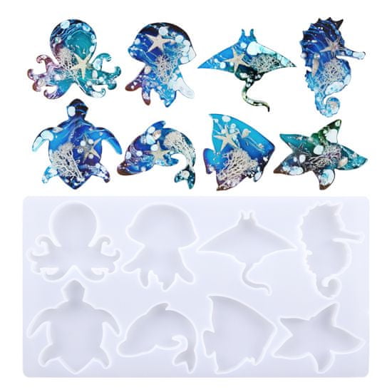 Artline Epoxy Resin Silikonski kalup - Ocean Animals, 25,7x13,4x0,8 cm