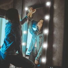 Dollcini Komplet LED luči za kozmetično ogledalo v hollywoodskem slogu z 10 zatemnjenimi žarnicami za prilagodljivo osvetlitev kopalnice, stene ali kozmetičnega ogledala