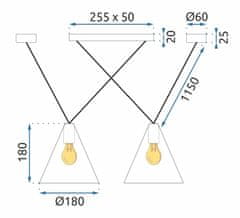 Toolight stropna svetilka v mansardnem slogu APP548-2CP Black