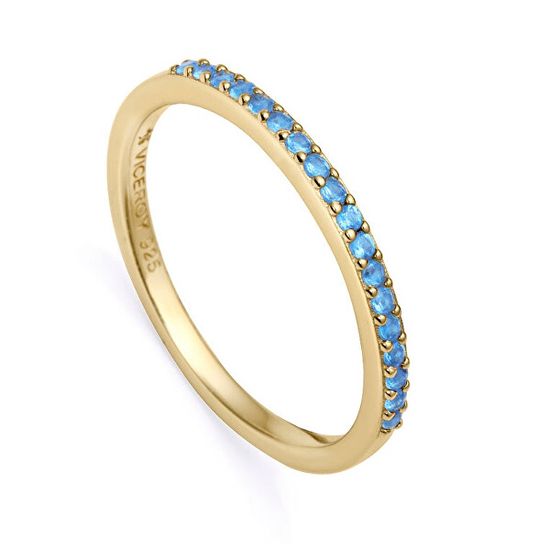Viceroy Eleganten pozlačen prstan z modrimi cirkoni Trend 9118A014