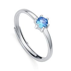 Viceroy Očarljiv srebrn prstan z modrim cirkonom Clasica 9115A01 (Obseg 53 mm)