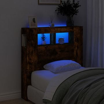 Vidaxl vidaXL Vzglavje postelje z LED osvetlitvijo dimljen hrast 100x18,5x103,5 cm