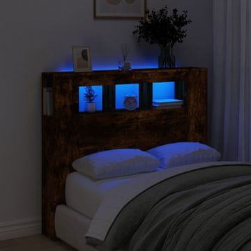 Vidaxl vidaXL Vzglavje postelje z LED osvetlitvijo dimljen hrast 120x18,5x103,5 cm