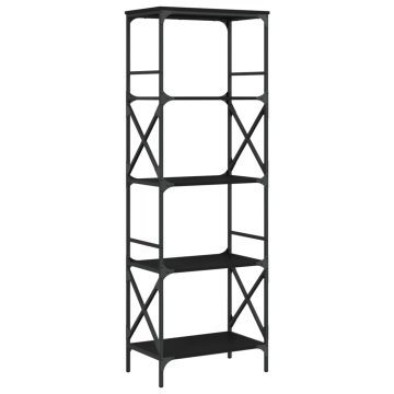 Vidaxl Knjižna omara 5-nadstropna črna 59x35x171 cm inženirski les