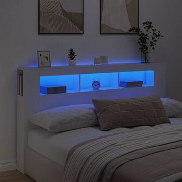 Vidaxl vidaXL Vzglavje postelje z LED lučjo belo 180x18,5x103,5 cm