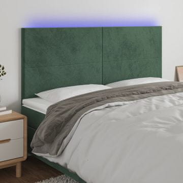 Vidaxl vidaXL Vzglavje postelje z LED diodo temno zeleno 160x5x118/128 cm