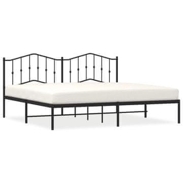 Vidaxl Kovinski posteljni okvir z vzglavjem črn 193x203 cm