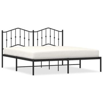 Vidaxl Kovinski posteljni okvir z vzglavjem črn 160x200 cm