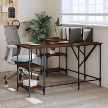 Vidaxl vidaXL Pisalna miza, rjav hrast, 139x139x75 cm, material na osnovi lesa