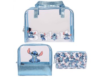 Disney DISNEY Stitch Modri komplet potovalnih kozmetičnih torbic na zadrgo, 3 kosi