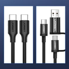 Ugreen USB kabel tip C za polnjenje in prenos podatkov 3A 1m črn