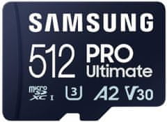 Samsung PRO Ultimate spominska kartica, micro SDXC, 512 GB, U3, V30, A2, UHS-I, z SD adapterjem