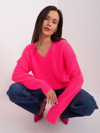 Badu Klasičen ženski pulover Brangaine neon roza