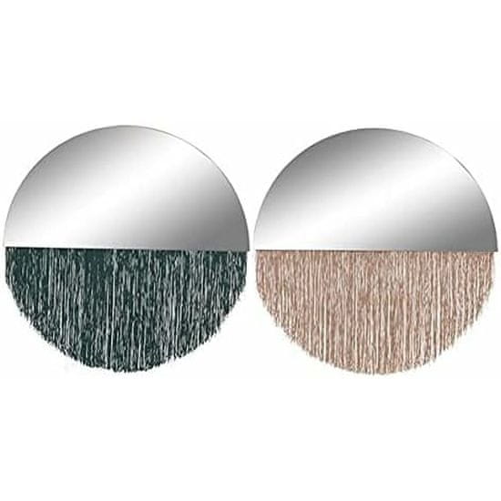 BigBuy Stensko ogledalo DKD Home Decor Zeleno zlato leseno ogledalo z obrobami 50 x 0,5 x 50 cm (2 enoti)