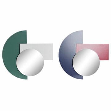 DKD Home Decor Stensko ogledalo DKD Home Decor Modra Bela Bela Rdeča Turkizna Les Kristal MDF Les Moderno 46,5 x 2,5 x 45 cm (2 enoti)