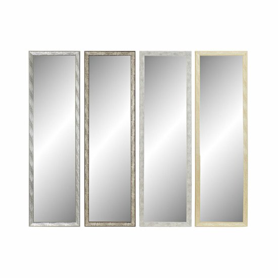 DKD Home Decor Stensko ogledalo DKD Home Decor 35 x 2 x 125 cm Kristal Naravna siva rjava Temno siv polistiren Tropski list rastline (4 kosi)