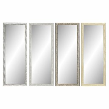 DKD Home Decor Stensko ogledalo DKD Home Decor 36 x 2 x 95,5 cm Kristal Naravna siva rjava bela polistiren Tropski list rastline (4 kosi)