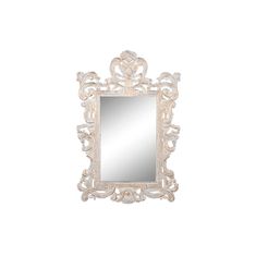 NEW Stensko ogledalo DKD Home Decor Bela Kristal Mangov les Neoklasičen Slečeno 90 x 3 x 135 cm