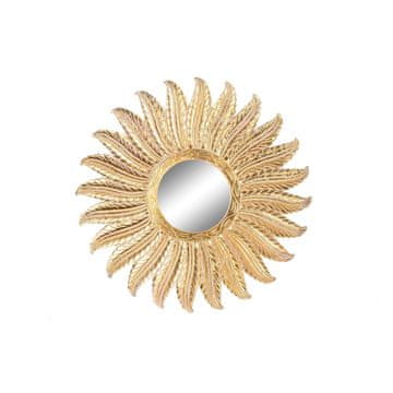 DKD Home Decor Stensko ogledalo DKD Home Decor Crystal Feathers Golden Mango wood Stripped (90 x 3 x 90 cm)