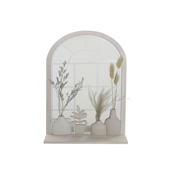 DKD Home Decor Stensko ogledalo DKD Home Decor Vaza Crystal Beige MDF Resin Cottage (35 x 10 x 50 cm)