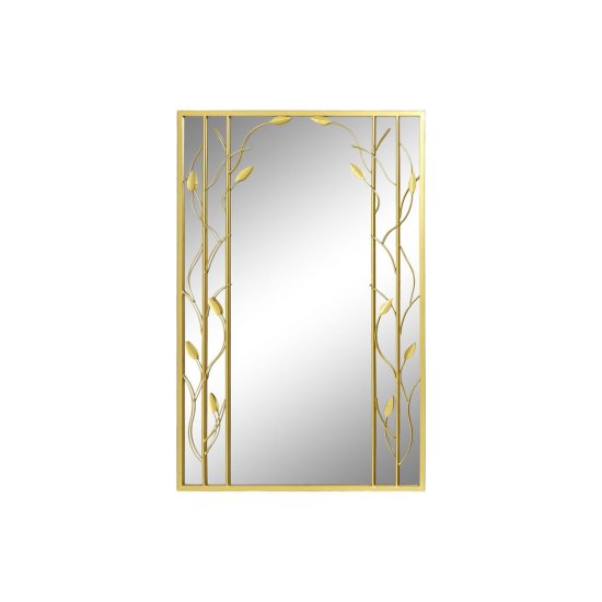 DKD Home Decor Stensko ogledalo DKD Home Decor Zrcalo Zlati kovinski list rastline (60 x 2 x 90 cm)