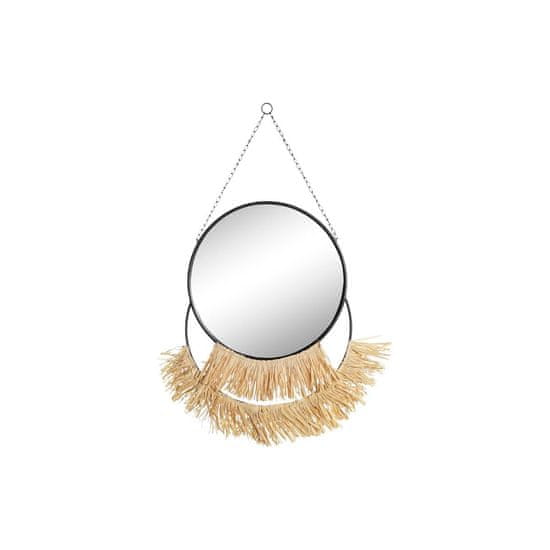 DKD Home Decor Stensko ogledalo DKD Home Decor Natural Black Golden Metal Fibre Fringe (55 x 2,5 x 83 cm)