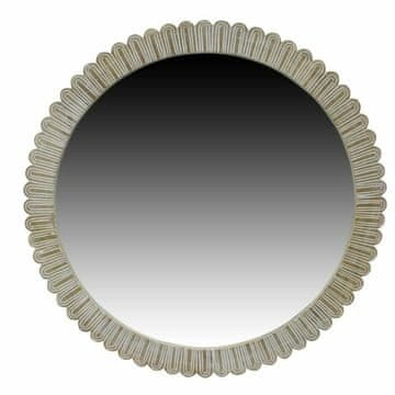BigBuy Stensko ogledalo DKD Home Decor Naravni les Kristal Mango les Kolonialni Stripped 71 x 3 x 71 cm