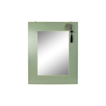 BigBuy Stensko ogledalo DKD Home Decor Elja Naravna rdeča kovina Zelena orientalska MDF les (70 x 2 x 90 cm)