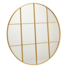 BigBuy Stensko ogledalo Krožno zlato kovinsko (100 x 2,5 x 100 cm)