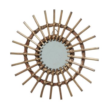 BigBuy Stensko ogledalo Decoris Ø 40 cm Naravno