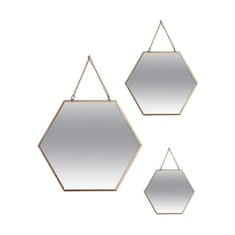 BigBuy Komplet ogledal Atmosphera Hexagonal Golden Metal (3 kosi)