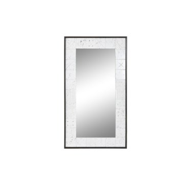 BigBuy Stensko ogledalo DKD Home Decor 130 x 4 x 70 cm Kristalno belo Mango les Moderno